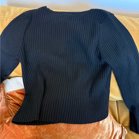 Black Ribbed Button-Up Cardigan - Picture 3 of 3